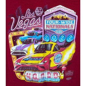 NHRA 2022 Four Wide Nats Las Vegas 100% Cotton Tee Shirt Maroon Red 3XL